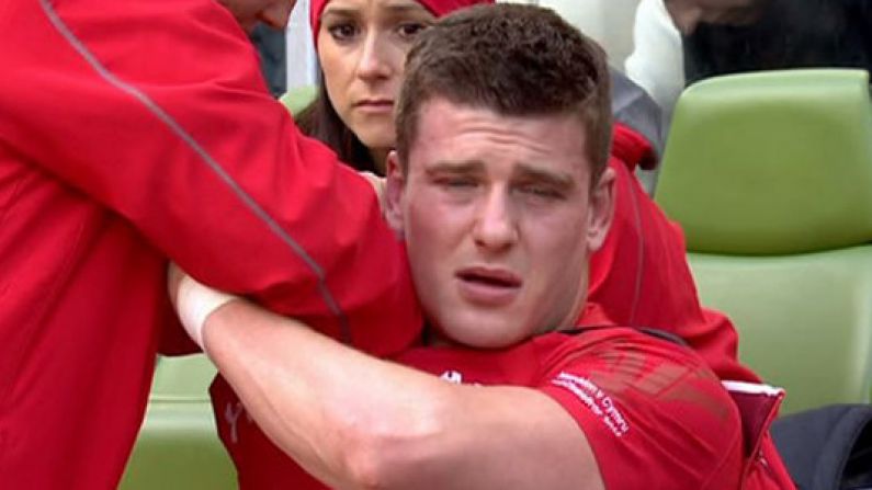 Scott Williams Puts In Huge Hit On Brian O&#039;Driscoll, Scott Williams Leaves Game Injured