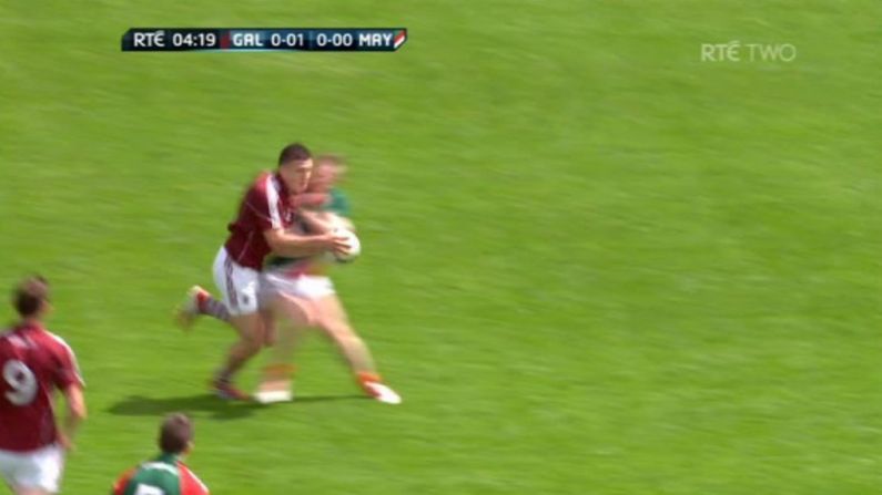 GIF: Mayo's Colm Boyle Floors Galway's Damien Comer With A Big Hit