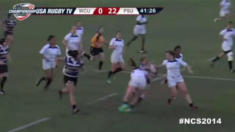 Ouch! Female Rugby Player Puts In Some Massive Bone Crunching Tackles