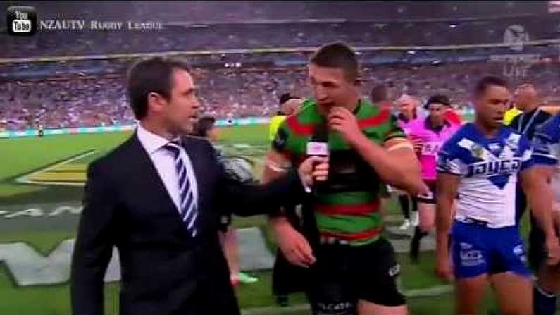 Video: Sam Burgess Conducts Brief Half Time Interview With Fractured Cheekbone