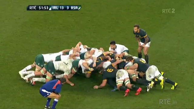 Loosehead and Tighthead Prop: Notice the angles that Ireland are pushing at.