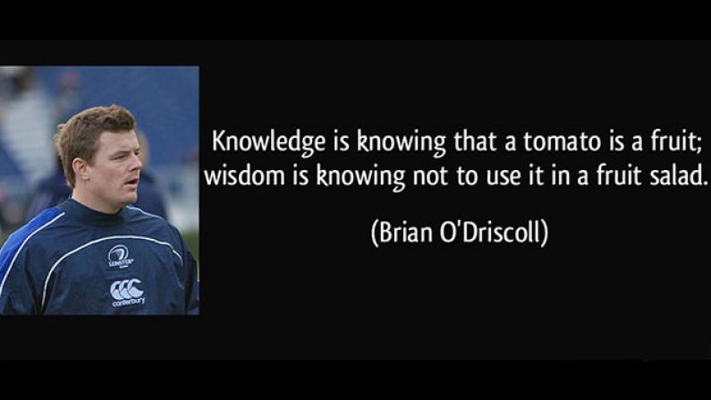 Brian O'Driscoll Has Once Again Graced Us With His Sage Like Wisdom