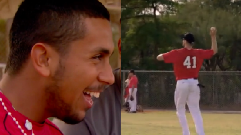 Video: Baseball Stars Couldn't Get Their Heads Around Jackie Tyrell's Gloveless Catching