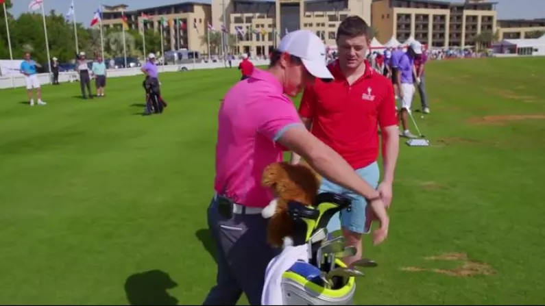 VIDEO: Brian O'Driscoll And Rory McIlroy Try Hitting Drop Goals With Golf Balls