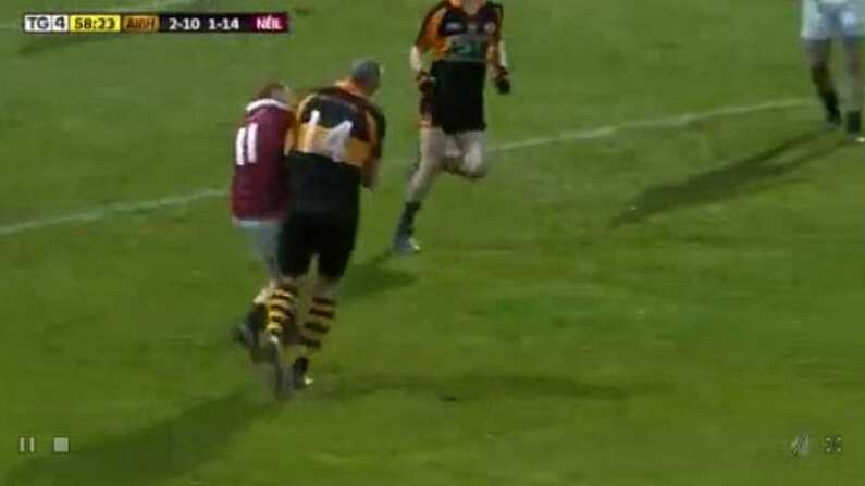 GIF: Kieran Donaghy Nails Slaughtneil's Christopher Bradley With Devastating Shoulder