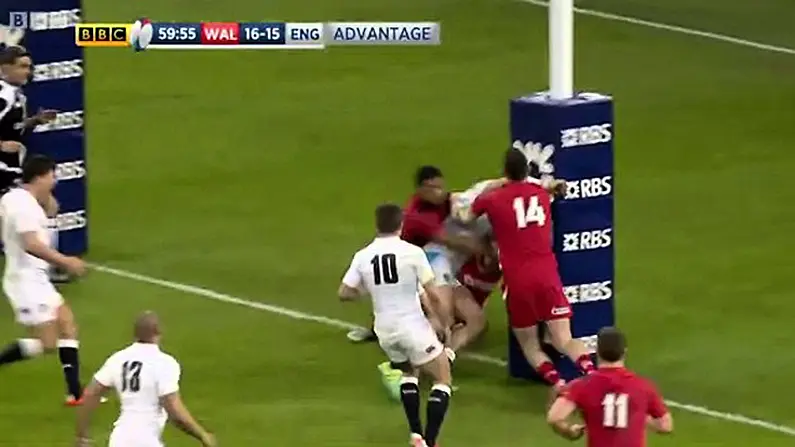 GIF: James Haskell Runs Into The Post Over And Over Again