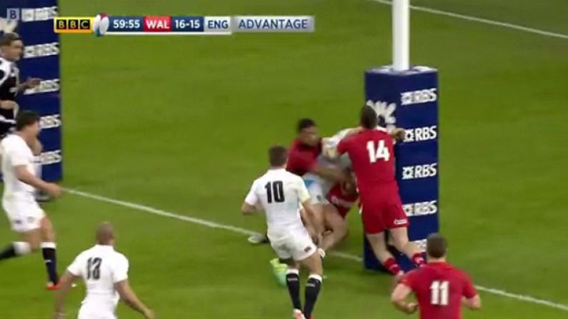 GIF: James Haskell Runs Into The Post Over And Over Again