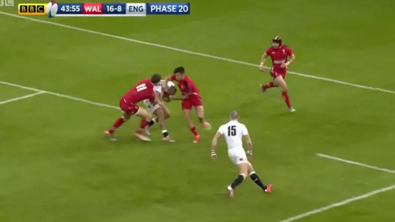 GIF: Jonathan Joseph Wriggles Out Of Tackles For Great Try