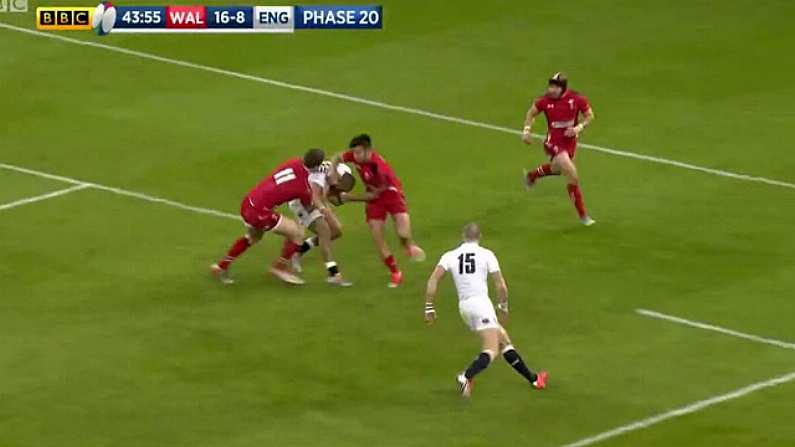 GIF: Jonathan Joseph Wriggles Out Of Tackles For Great Try