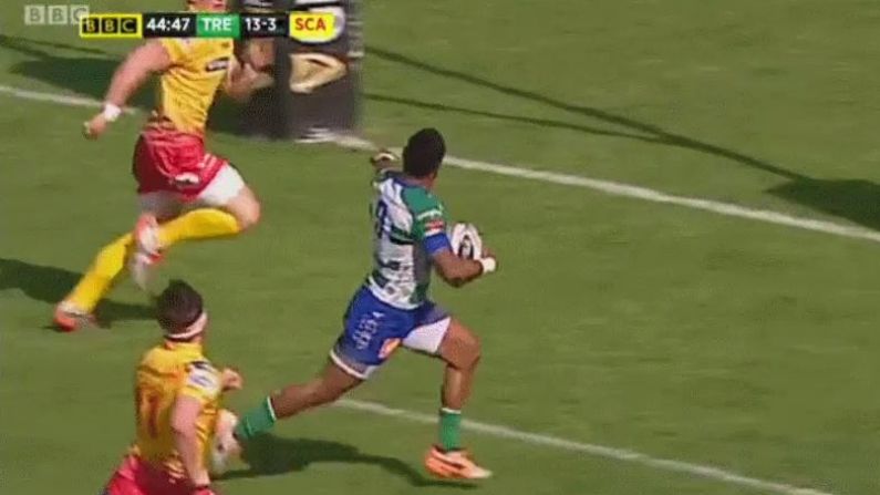 GIF: Treviso Scrum-Half Gets Deserved Comeuppance For Idiotic Premature Try Celebration