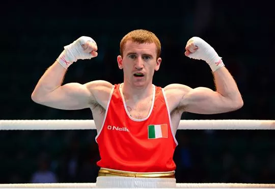 22 October 2013; Paddy Barnes, Holy Family BC, Belfast, representing, Ireland, celebrates after beating Simon Nzioki, Kenya, on a TKO, in their Men's Flyweight 52Kg Last 16 bout. AIBA World Boxing Championships Almaty 2013, Almaty, Kazakhstan. Picture credit: Paul Mohan / SPORTSFILE