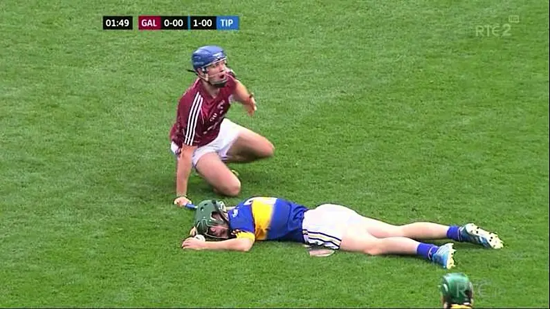 GIF: Tipp's Cathal Barrett KO'd After Collision With Galway's Johnny Coen
