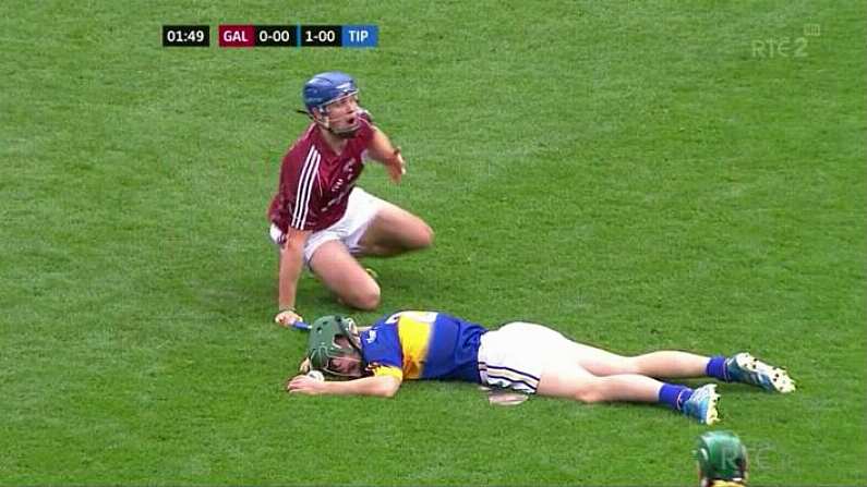 GIF: Tipp's Cathal Barrett KO'd After Collision With Galway's Johnny Coen