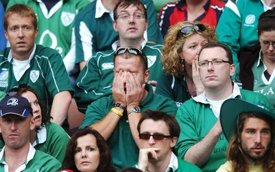 30 September 2007; Ireland fans react during the match. 2007 Rugby World Cup, Pool D, Ireland v Argentina, Parc des Princes, Paris, France. Picture credit; Brian Lawless / SPORTSFILE