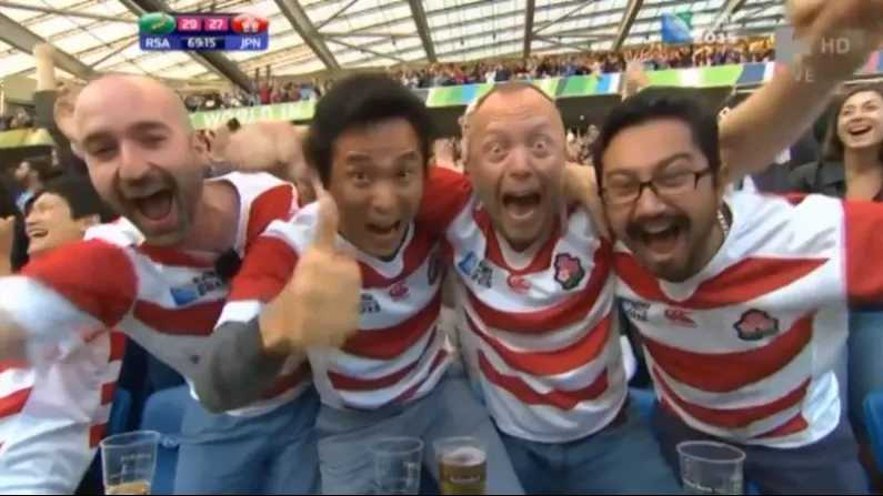 One Japanese Fan Won't Let Not Having A Jersey Stop Him From Showing His Colours
