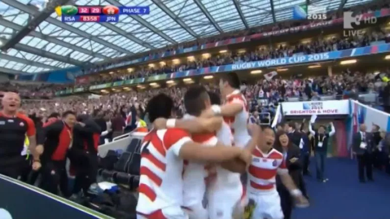 Watch: Incredible Scenes As Japan Secure Famous Victory With 84th Minute Try