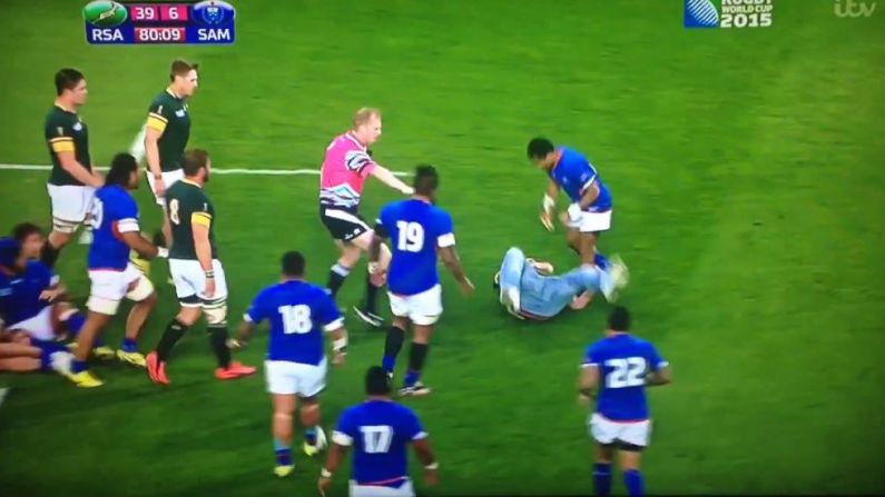 A South African Fan Decided His Side Needed Some Help At The Breakdown Against Samoa