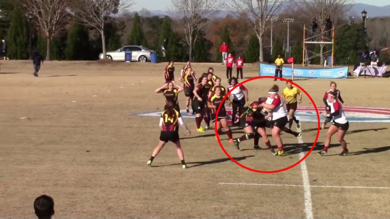 Prop Smashes Right Over Sacrifical Lamb In Brutal College Rugby Hit