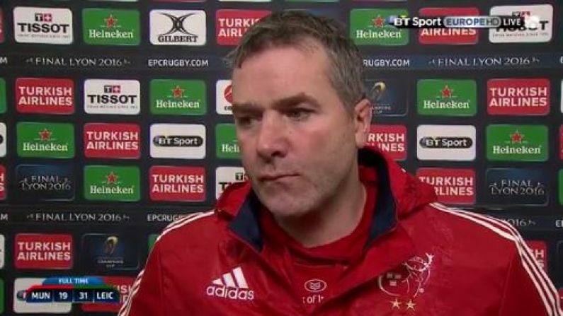 Watch: A Visibly Pissed-Off Anthony Foley Gives A Blunt Opinion On Munster Loss