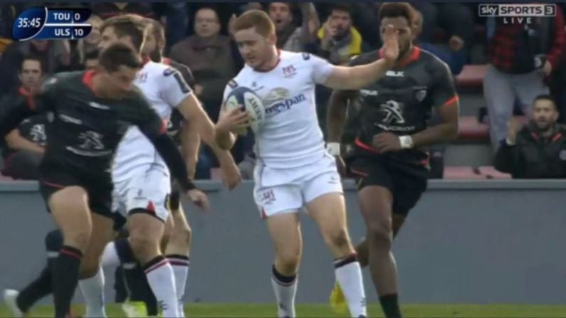 Toulouse's Centre Sparked A Massive Pile On With This Tackle On Paddy Jackson