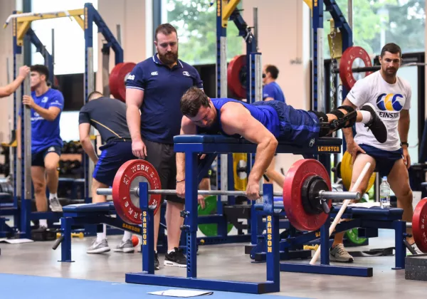 26 July 2016; Robbie Henshaw of Leinster during a gym session at Leinster Rugby Headquarters in UCD, Dublin. Photo by Ramsey Cardy/Sportsfile *** NO REPRODUCTION FEE ***