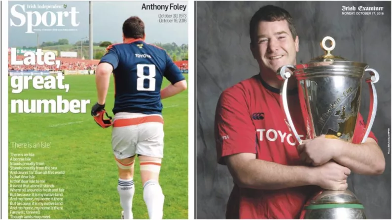 Today's Newspapers Pay Beautiful Tributes To The Great Anthony Foley