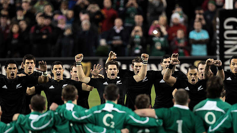 Guinness Autumn Series International, Aviva Stadium, Dublin 20/11/2010.Ireland vs New Zealand All Blacks.The New Zealand All Blacks perform the Haka.Mandatory Credit INPHO/Morgan Treacy *** Local Caption ***