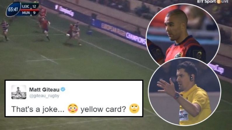 Watch: Simon Zebo Gets Yellow Carded After Shocking Refereeing Decision