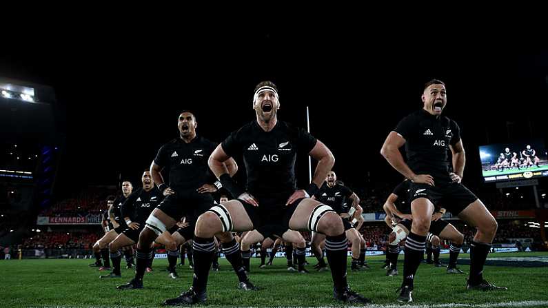 24 June 2017; Kieran Read leads the New Zealand Haka during the Test match between New Zealand All Blacks and the British & Irish Lions at Eden Park in Auckland, New Zealand. Photo by Phil Walter / New Zealand Rugby/ Pool via Sportsfile