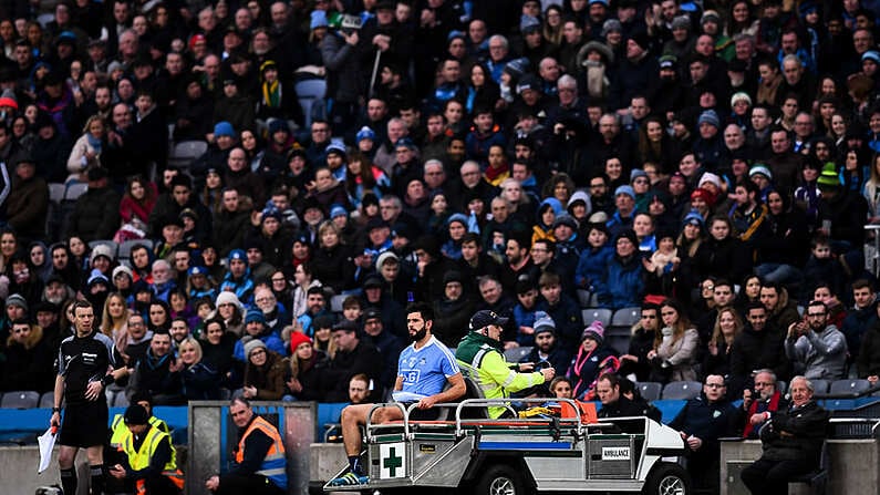 11 March 2018; Cian O'Sullivan of Dublin after picking up an injury during the Allianz Football League Division 1 Round 5 match between Dublin and Kerry at Croke Park in Dublin. Photo by Stephen McCarthy/Sportsfile