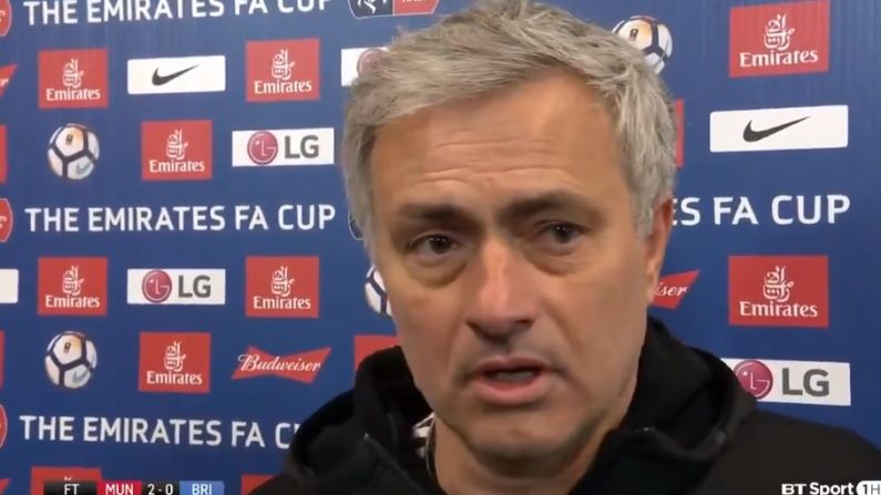 Watch: Jose Mourinho Absolutely Slaughters His Own Players After FA Cup Win