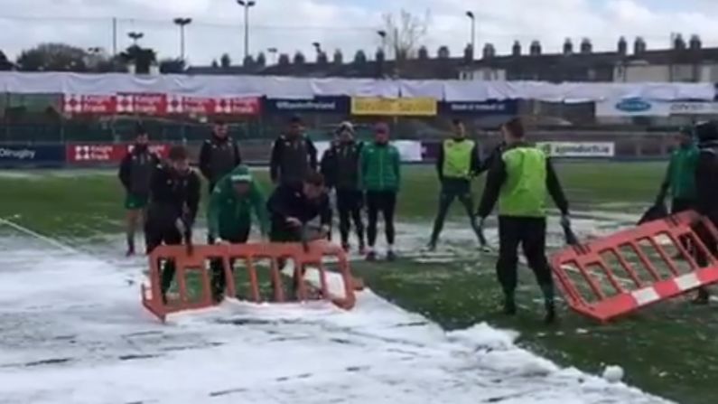 Watch: Creative Snow-Plow Saves Irish Rugby Sevens Training At Donnybrook