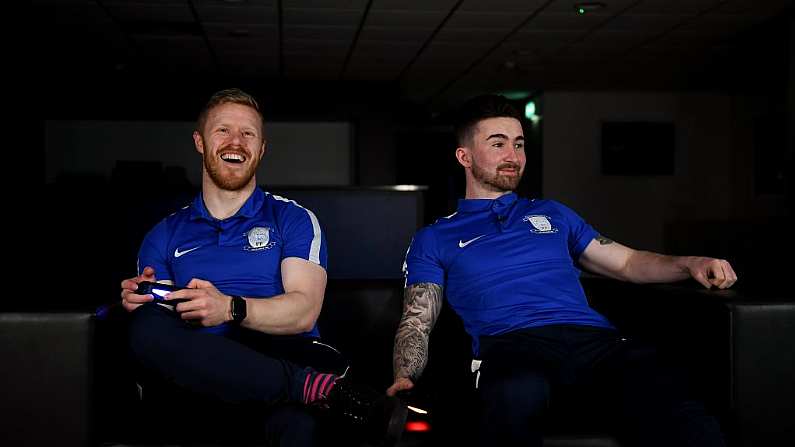 14 March 2018; Preston North End and Republic of Ireland's Sean Maguire and Daryl Horgan shot for EA Sports at Deepdale Stadium in Preston, England. Photo by Stephen McCarthy/Sportsfile *** NO REPRODUCTION FEE ***