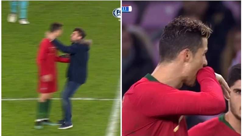 Watch: Fan Invades Pitch, Kisses Ronaldo And Takes A Selfie