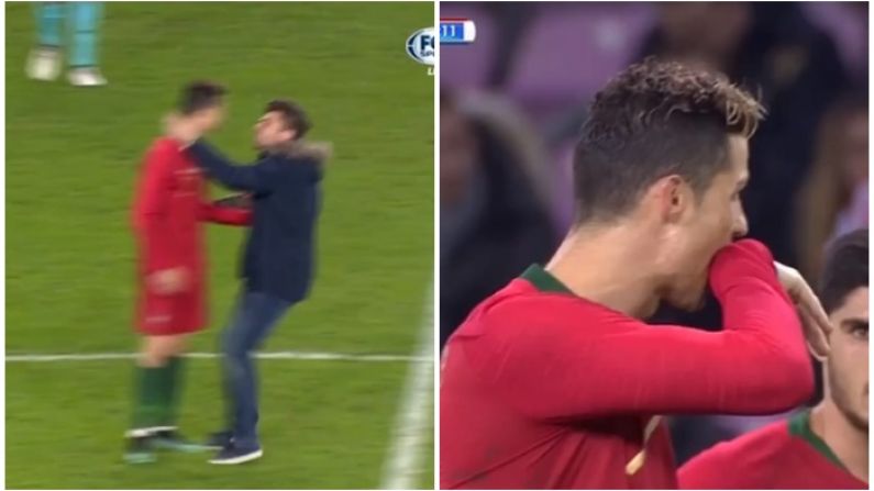 Watch: Fan Invades Pitch, Kisses Ronaldo And Takes A Selfie
