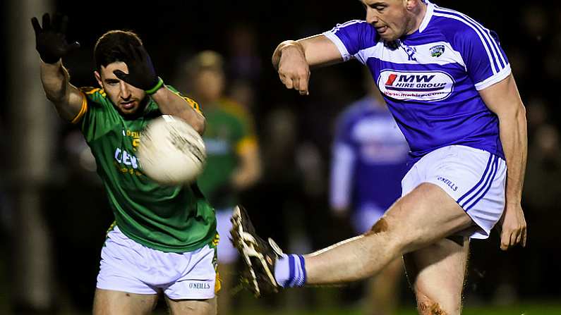 14 January 2017; Gary Walsh of Laois in action against Conor Downey of Meath during the Bord na Mona O'Byrne Cup Group 3 Round 3 match between Laois and Meath at Stradbally, Co. Laois. Photo by Matt Browne/Sportsfile