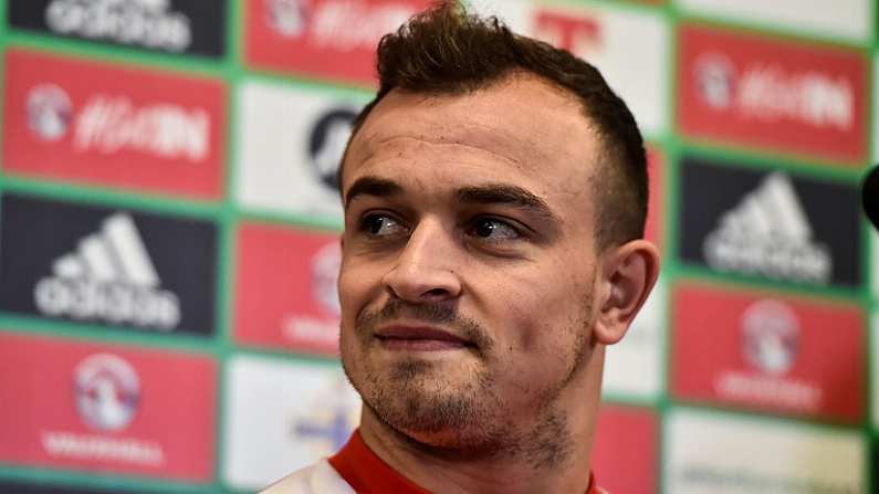 8 November 2017; Xherdan Shaqiri during Switzerland squad press conference at Windsor Park, in Belfast. Photo by Oliver McVeigh/Sportsfile