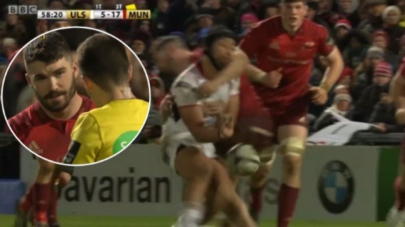 Watch: Munster's Sammy Arnold Sent Off For Dangerous High Tackle Against Ulster