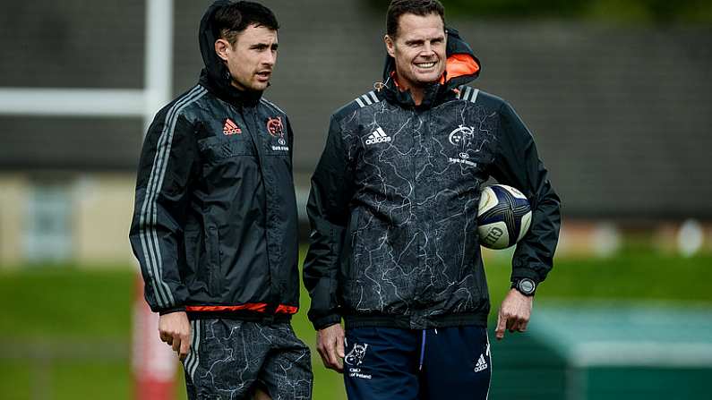 11 September 2017; Munster technical coach Felix Jones, left, and director of rugby Rassie Erasmus during Munster Rugby squad training at the University of Limerick in Limerick. Photo by Diarmuid Greene/Sportsfile