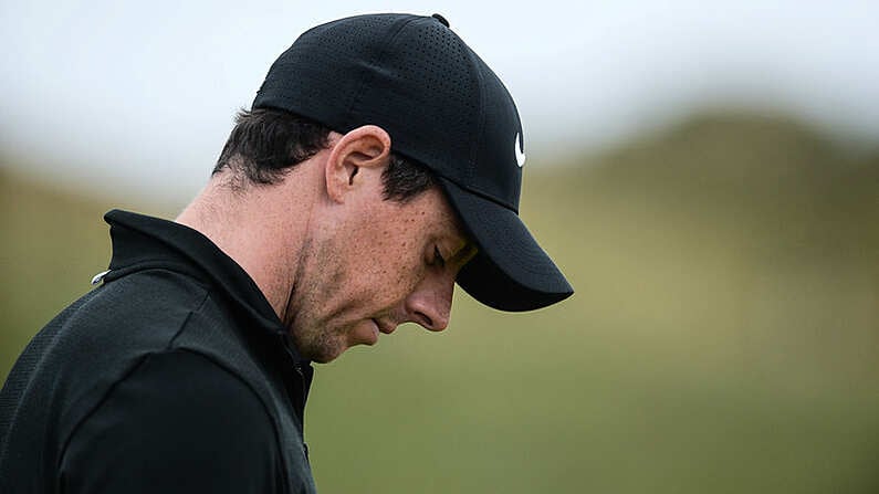 6 July 2017; Rory McIlroy of Northern Ireland reacts on the 11th green during Day 1 of the Dubai Duty Free Irish Open Golf Championship at Portstewart Golf Club in Portstewart, Co Derry. Photo by Oliver McVeigh/Sportsfile