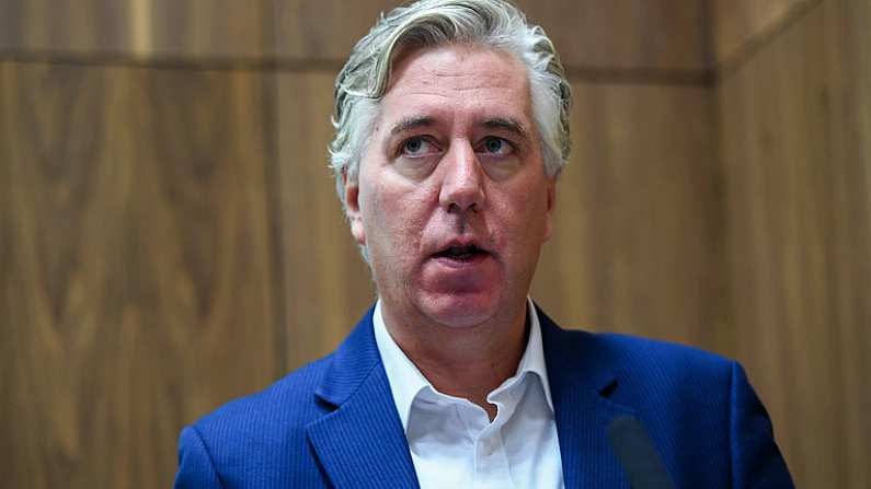 23 September 2017; FAI Chief Executive John Delaney speaking during the FAI's 2017 Women's Football Convention at the FAI National Training Centre in Abbotstown, Dublin. Photo by Stephen McCarthy/Sportsfile