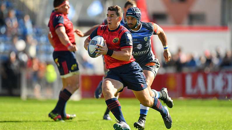 15 October 2017; Ian Keatley of Munster during the European Rugby Champions Cup Pool 4 Round 1 match between Castres Olympique and Munster at Stade Pierre Antoine in Castres, France. Photo by Brendan Moran/Sportsfile