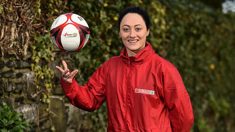 16 January 2018; The SPAR FAI Primary School 5s Programme was launched with a pop up training session at Scoil Mhuire CBS, Dublin, where former Republic of Ireland footballer and past pupil, Keith Andrews and current Republic of Ireland women's footballer, Megan Campbell provided a coaching masterclass to students from Scoil Mhuire CBS and St Vincent de Pauls Girls NS. The five-a-side school blitzes are open to boys and girls from 4th, 5th and 6th class, and puts emphasis on fun and inclusivity. Register for the SPAR5s by February 9th at www.fai.ie/primary5. Pictured current Republic of Ireland women's footballer Megan Campbell, at Scoil Mhuire CBS, Clontarf, Dublin. Photo by Seb Daly/Sportsfile