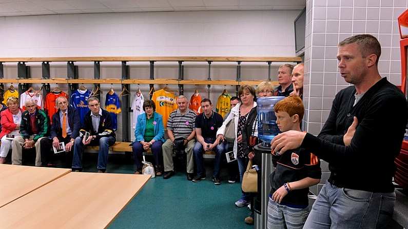 22 August 2015; Kerry legend Tomas O Se speaks at today's Bord Gais Energy Legends Tour at Croke Park, where he relived some of most memorable moments from his playing career. All Bord Gais Energy Legends Tours include a trip to the GAA Museum, which is home to many exclusive exhibits, including the official GAA Hall of Fame. For booking and ticket information about the GAA legends for this summer visit www.crokepark.ie/gaa-museum. Croke Park, Dublin. Picture credit: Brendan Moran / SPORTSFILE