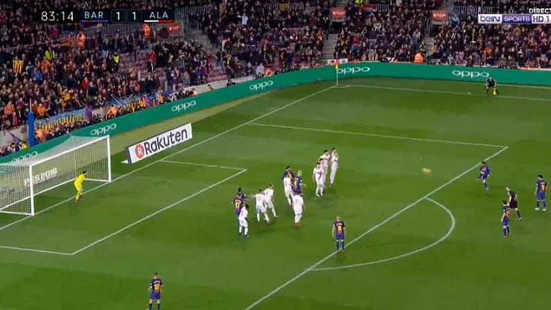 Watch: Messi Lands Late Free-Kick To Clinch Victory For Barcelona