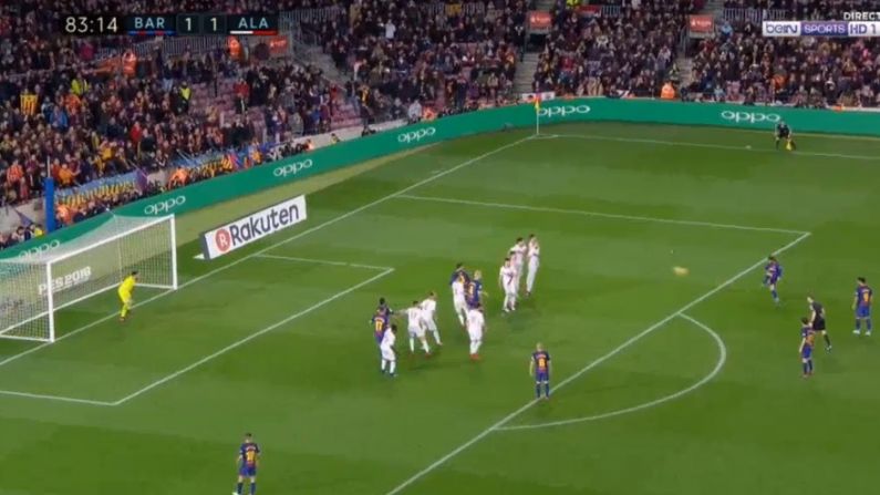 Watch: Messi Lands Late Free-Kick To Clinch Victory For Barcelona