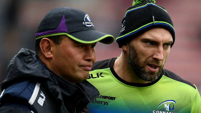 22 January 2017; John Muldoon, right, and Connacht head coach Pat Lam prior to the European Rugby Champions Cup Pool 2 Round 6 match between Toulouse and Connacht at Stade Ernest Wallon in Toulouse, France. Photo by Stephen McCarthy/Sportsfile