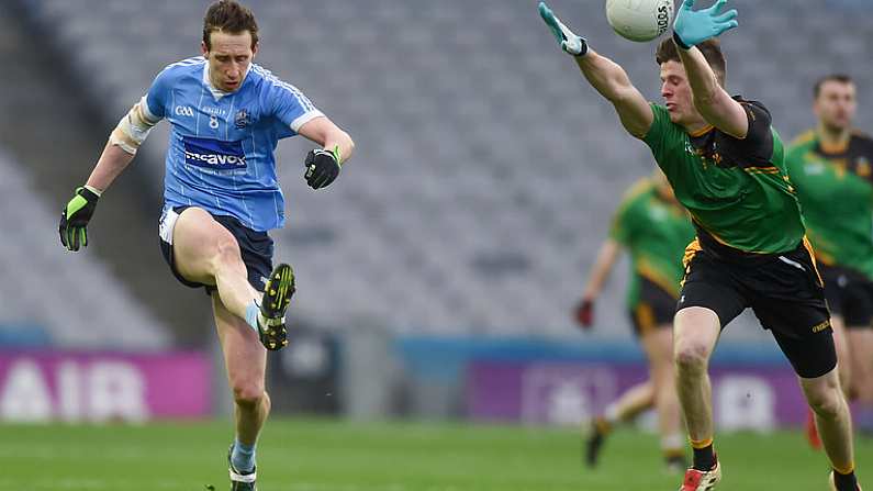 3 February 2018; Colm Cavanagh of Moy Tir na nOg in action against John Finan of Michael Glaveys during the AIB GAA Football All-Ireland Intermediate Club Championship Final match between Michael Glaveys and Moy Tir na nOg at Croke Park in Dublin. Photo by Piaras O Midheach/Sportsfile