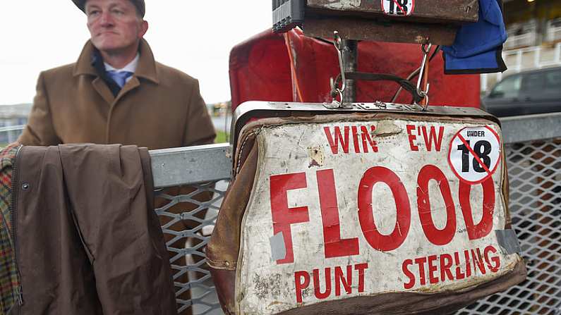 3 February 2018; Bookmaker Justin Flood awaits customers after setting up his stall prior to Day 1 of the Dublin Racing Festival at Leopardstown Racecourse in Leopardstown, Dublin. Photo by David Fitzgerald/Sportsfile