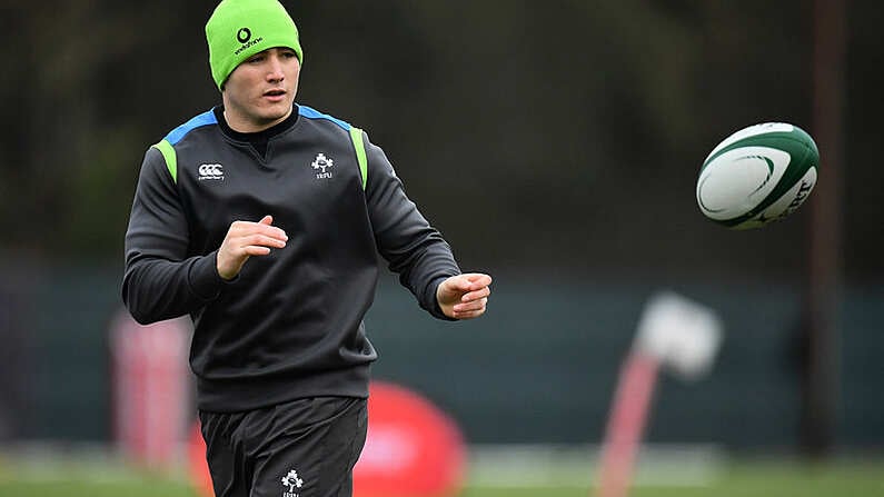 8 February 2018; Jordan Larmour during Ireland Rugby squad training at Carton House in Kildare. Photo by Brendan Moran/Sportsfile